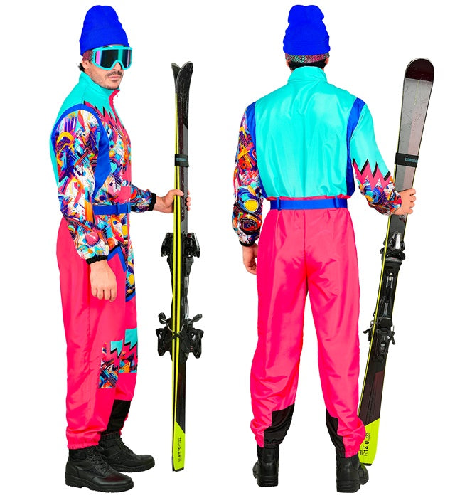 “Pink-Azure Ski Suit  Overalls, Belt 