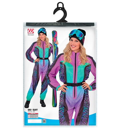 “Multicolor Animalier Leopard Ski Suit  Overalls, Belt 