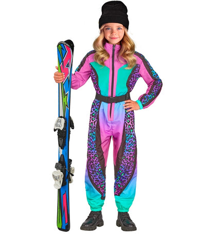 “Multicolor Animalier Leopard Ski Suit  Overalls, Belt 