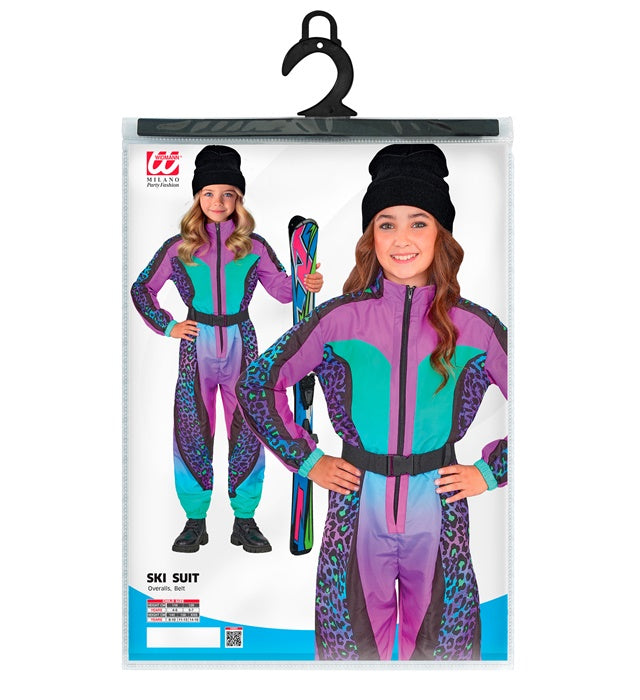 “Multicolor Animalier Leopard Ski Suit  Overalls, Belt 
