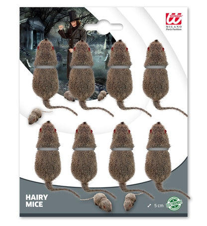 Set Of 8 Flocked Mice 5 Cm