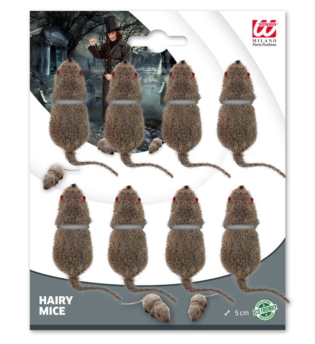 Set Of 8 Flocked Mice 5 Cm