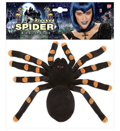 Flocked Spiders  Accents 24 Cm - 3 Colors Ass.