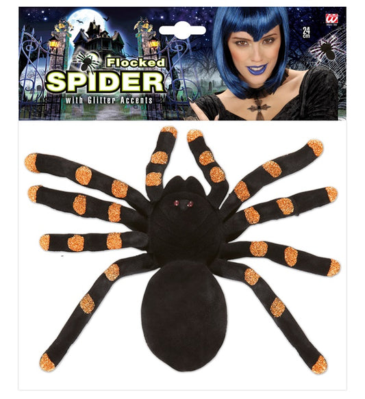 Flocked Spiders  Accents 24 Cm - 3 Colors Ass.