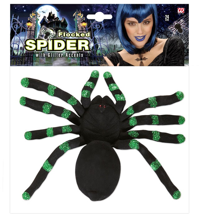 Flocked Spiders  Accents 24 Cm - 3 Colors Ass.