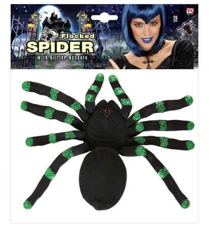 Flocked Spiders  Accents 24 Cm - 3 Colors Ass.