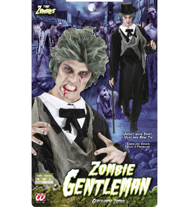 Zombie Gentleman  Tattered Jacket With Shirt, Vest, Bow Tie And Gauze 