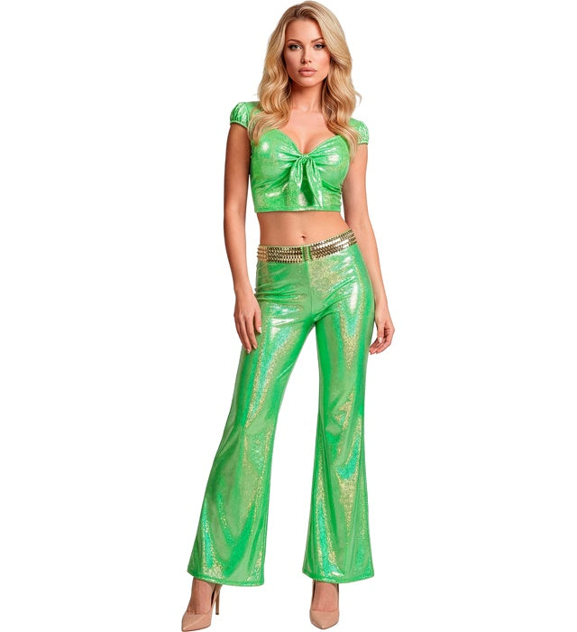 Green Holographic Fabric Pants