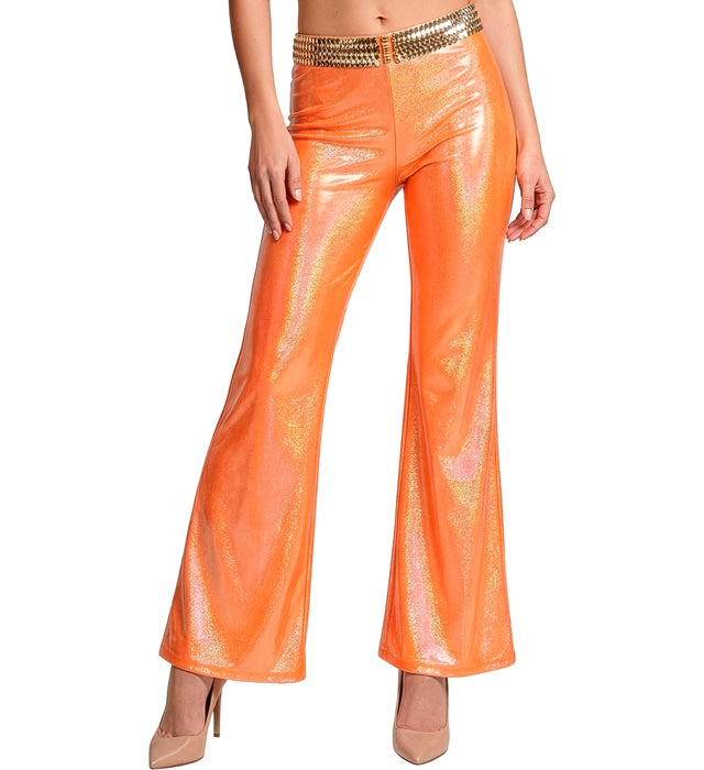 Orange Holographic Fabric Pants