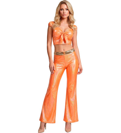 Orange Holographic Fabric Pants