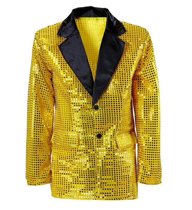 Gold Sequin Jacket With Satin Collar