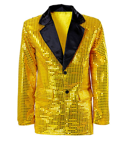 Gold Sequin Jacket With Satin Collar
