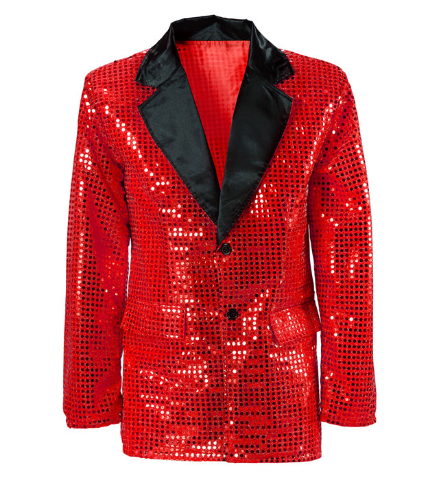 Red Sequin Jacket With Satin Collar