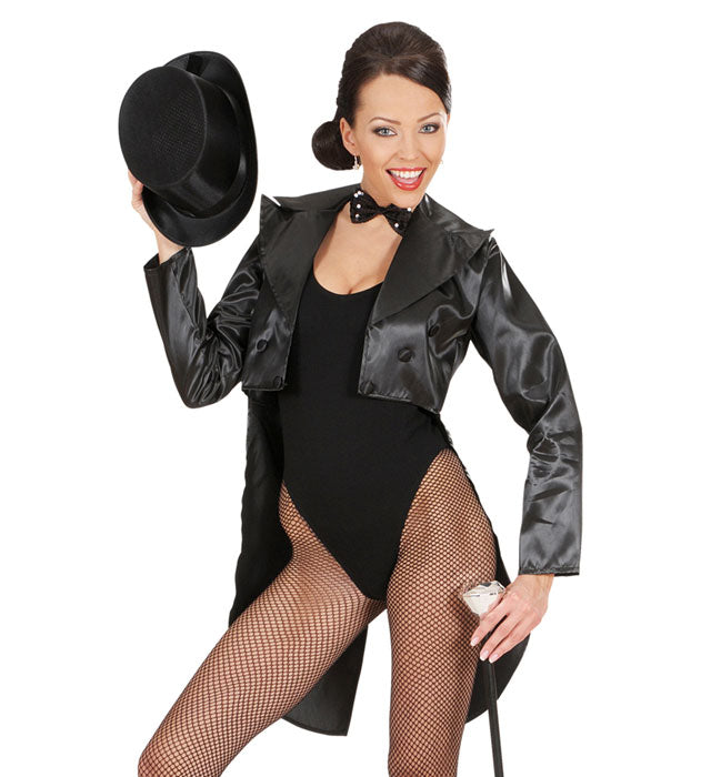 Women'S Black Satin Tailcoat