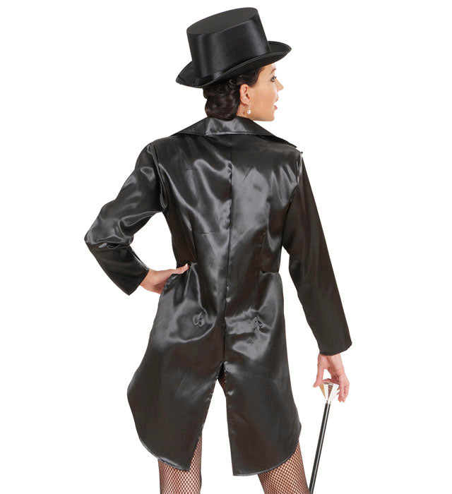 Women'S Black Satin Tailcoat