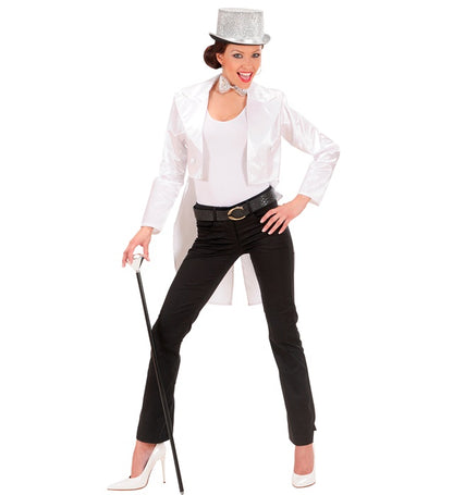 Women'S White Satin Tailcoat
