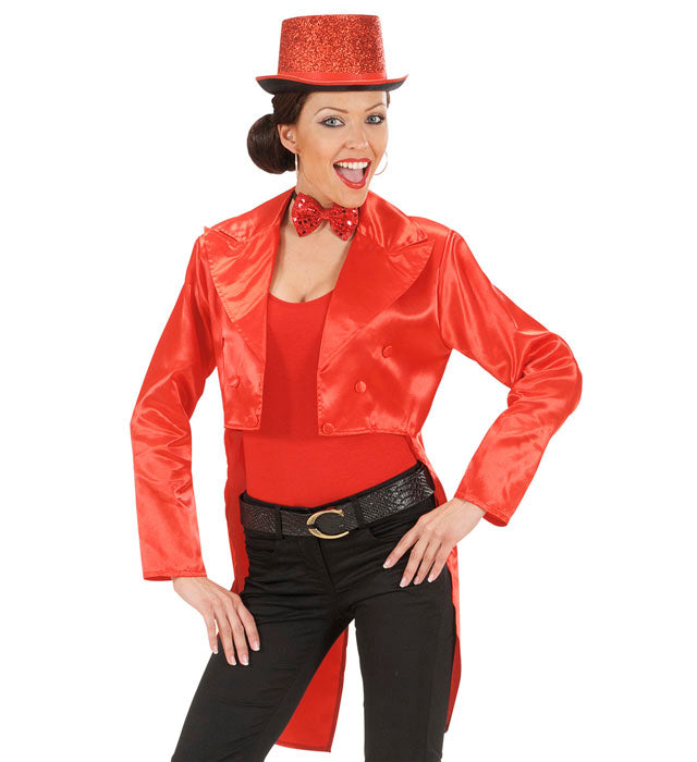 Women'S Red Satin Tailcoat