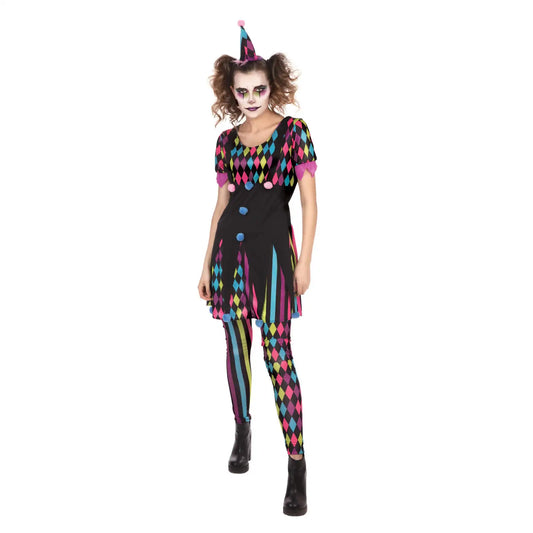 Mulitcolour Mischief Jester Clown Costume for Women 1