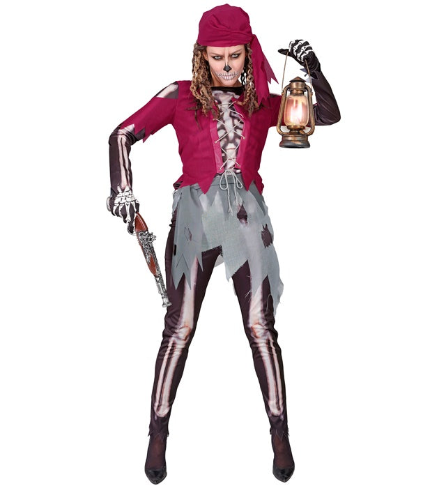 Pirate Skeleton  Shirt With Corset & Skirt, Leggings, Bandana 