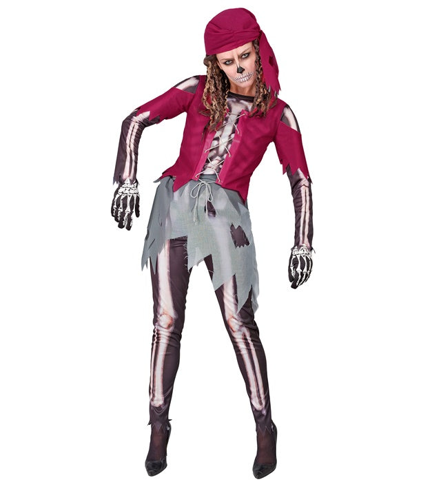 Pirate Skeleton  Shirt With Corset & Skirt, Leggings, Bandana 