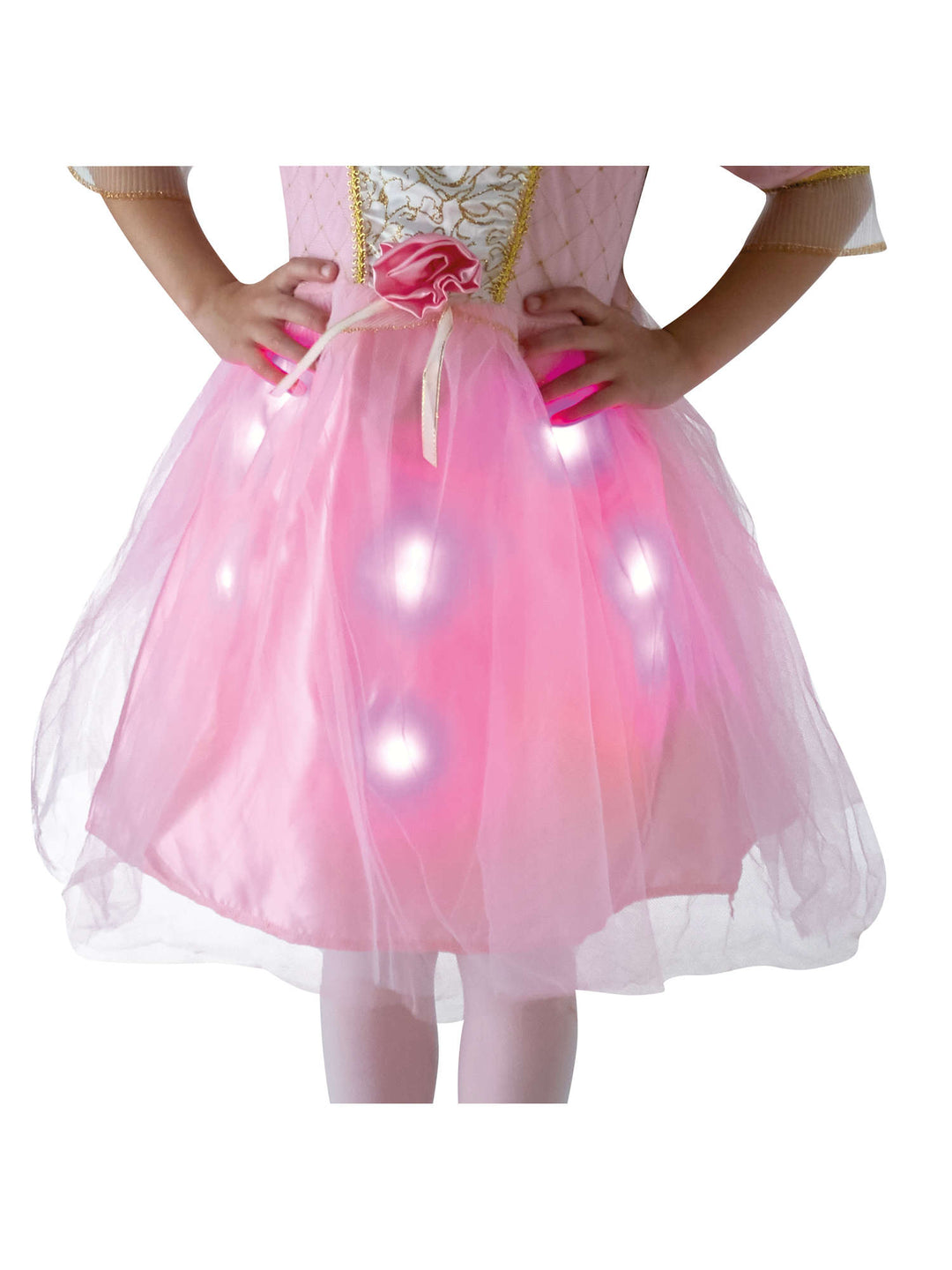 Childs Rose Princess Costume Fiber Optic Light Twinkle Skirt