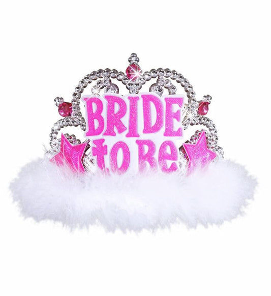 Bride To Be Tiara With Gems & Marabou
