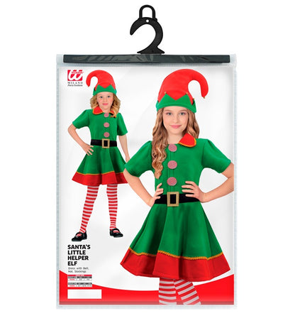 Santa'S Little Helper Elf  Dress With Belt, Hat, Stockings 
