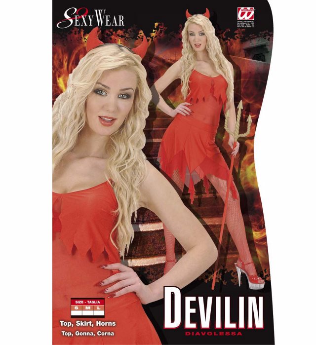 Devilin Elastane  Top, Skirt, Horns 