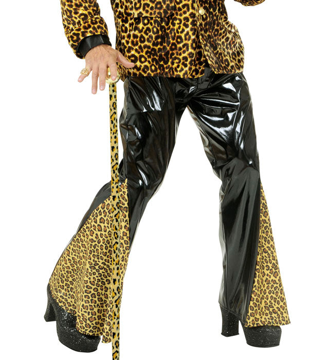 Leopard Bell Bottom Pants Vinyl