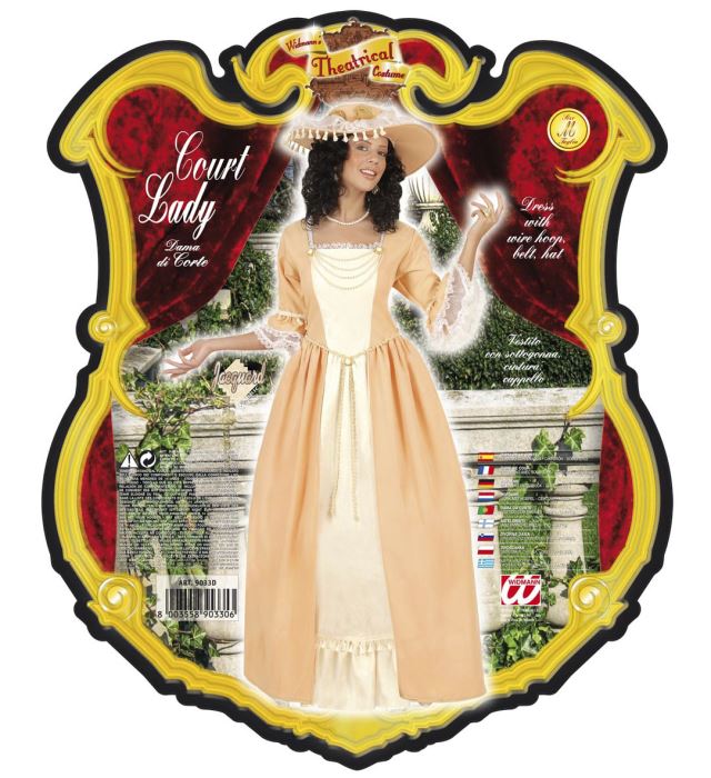 Court Lady  Dress With Wire Hoop, Belt, Hat 