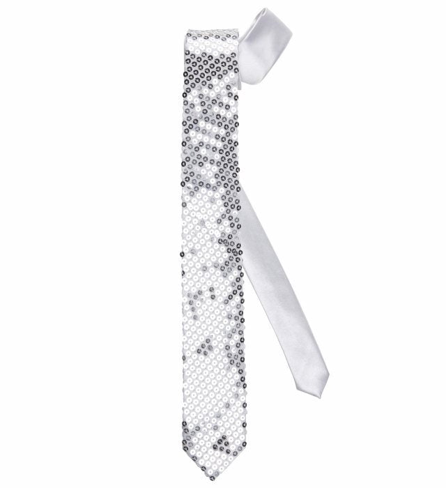 Silver Sequin Necktie