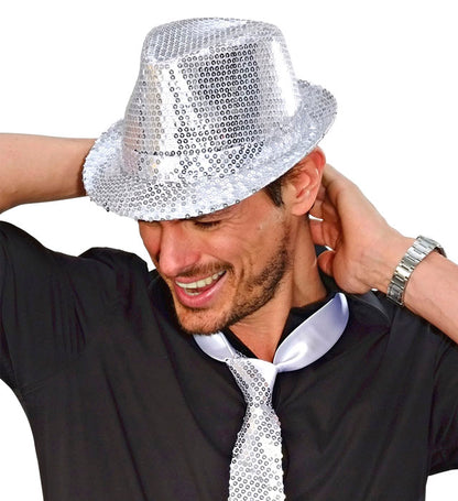 Silver Sequined Fedora