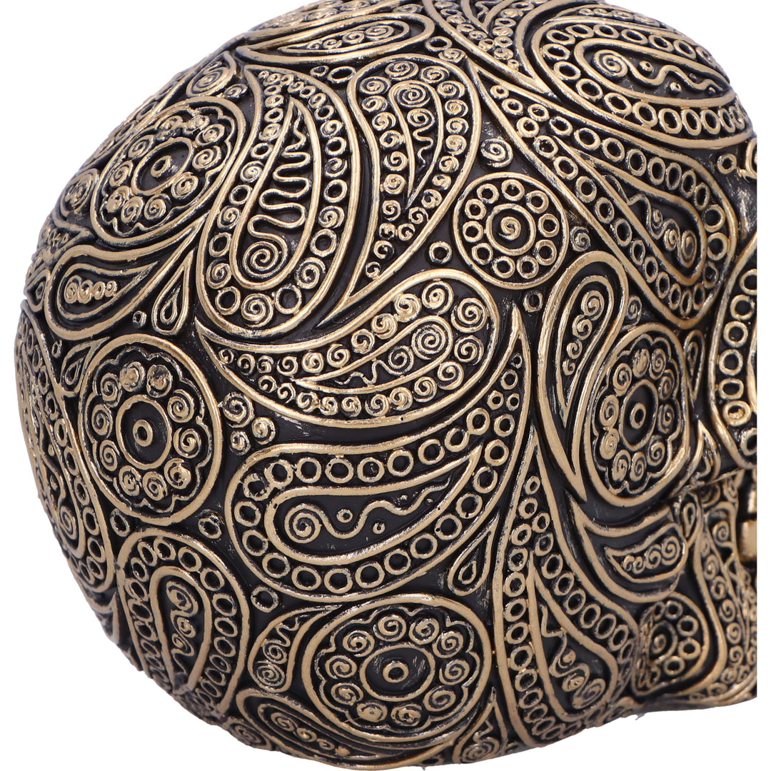 Paisley Black and Gold Skull Head 15cm