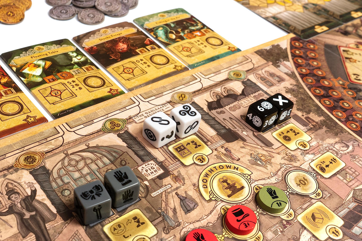 Mindclash Games Trickerion - Legends of Illusion Base Game | Victorian Steampunk Worker Placement Game for 2-4 Players | 48 Unique Trick Cards & Action Selection Mechanics 6