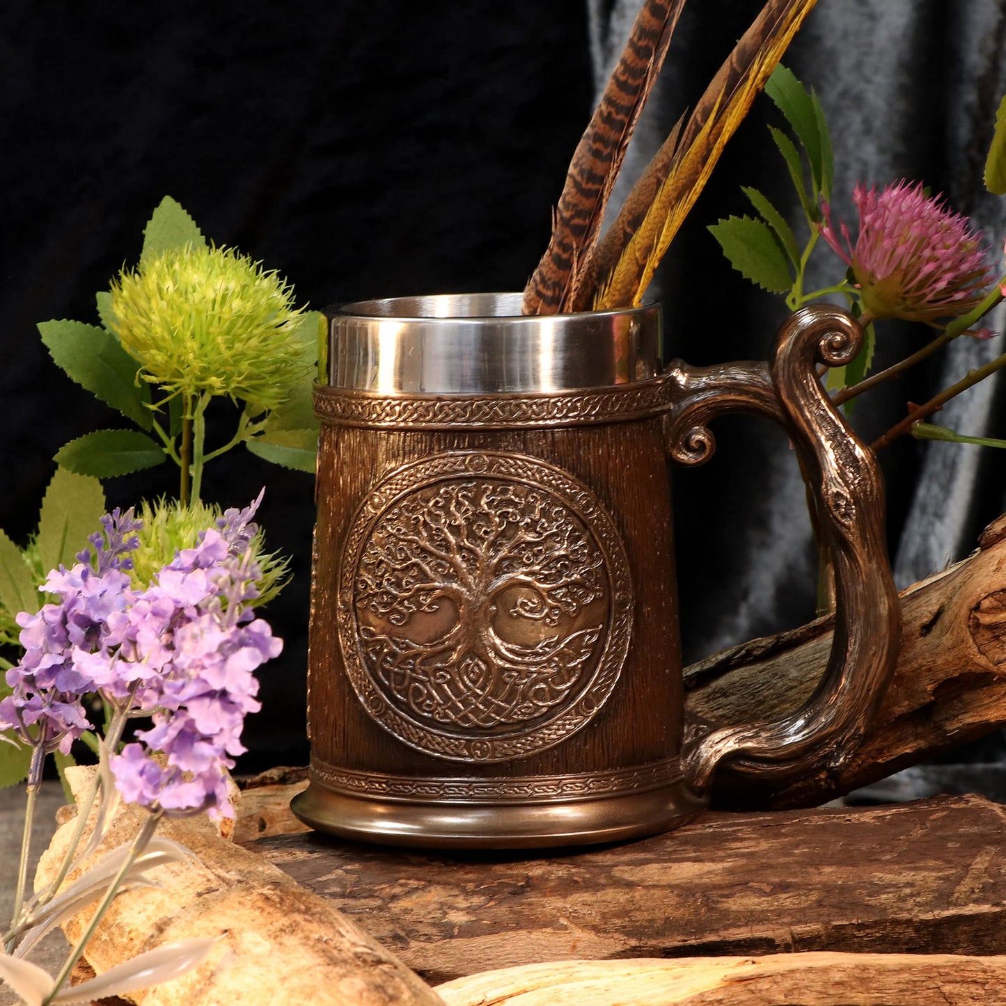 Bronze Tree of Life Tankard 16cm Drinking Mug 8
