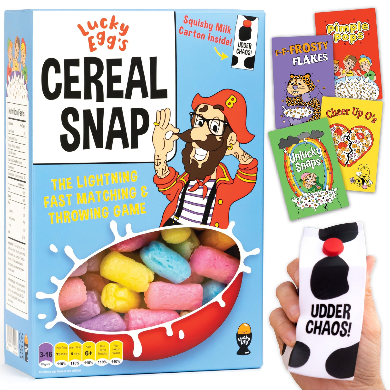 Lucky Egg Cereal Snap - Exciting Family Fun Games - Fast-Paced Family Party Games with Squishy Milk Carton - Fun Adult Games for Game Night - Family Gathering, Group Games, Teenager Games 2