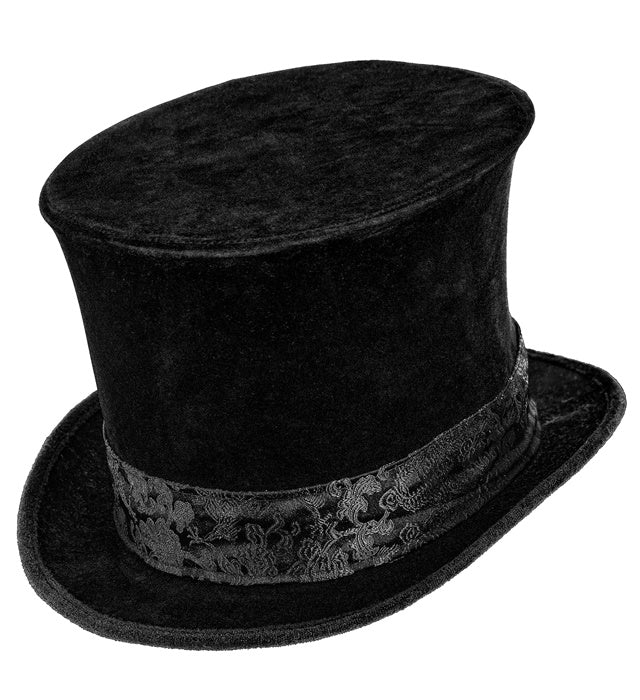 Top Hat Bell Crown Velvet Black 16 Cm