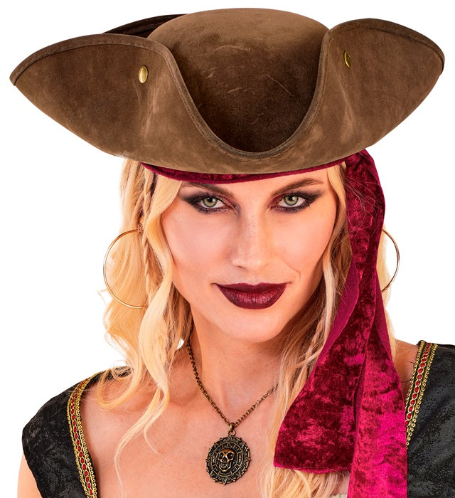 Hat Tricorn Vintage Suede Brown