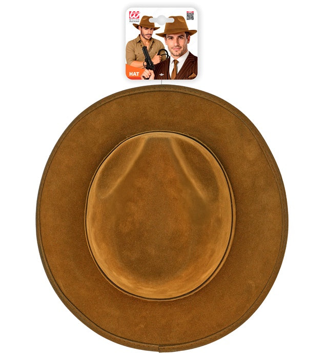 Hat Fedora Vintage Suede Brown