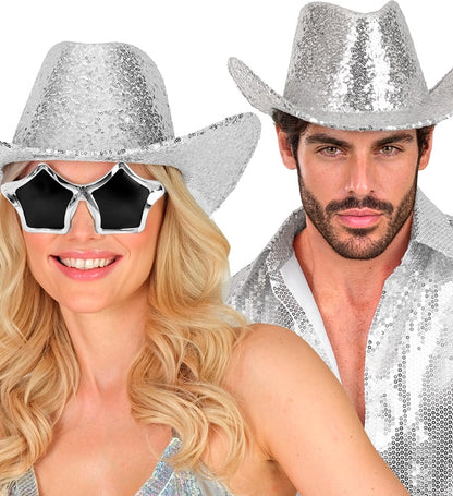 Hat Cowboy Sequin Silver
