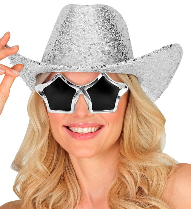 Hat Cowboy Sequin Silver