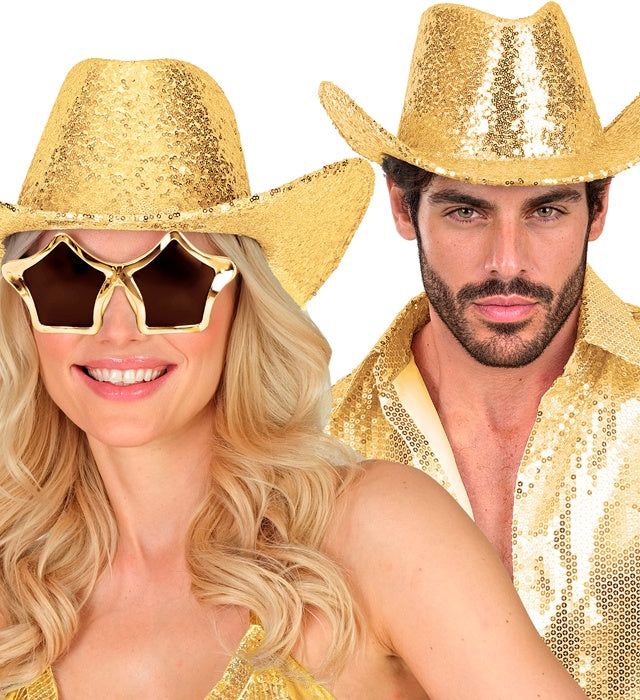 Hat Cowboy Sequin Gold