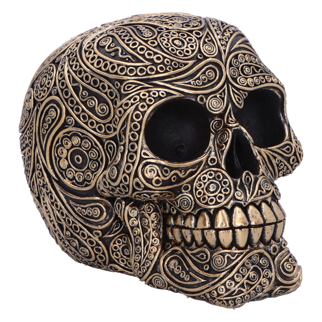 Paisley Black and Gold Skull Head 15cm
