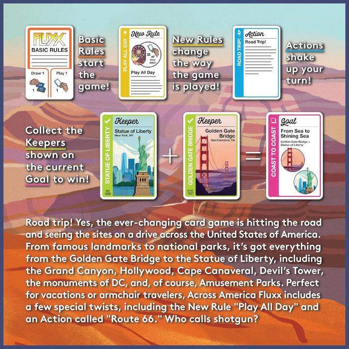 Across America Fluxx Card Game  Ever Changing Fun for Travel