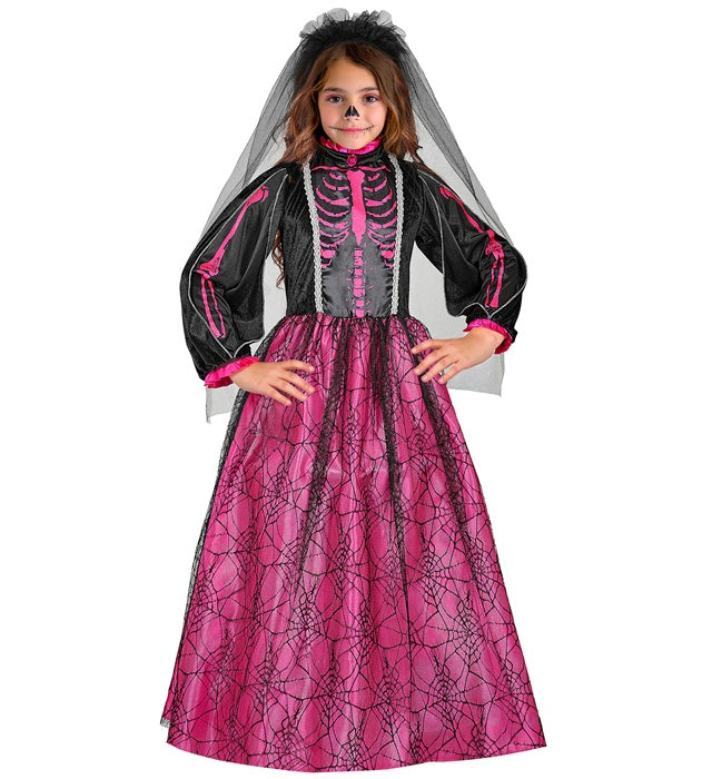 Skeleton Bride  Dress With Wire Hoop Petticoat, Bridal Veil 