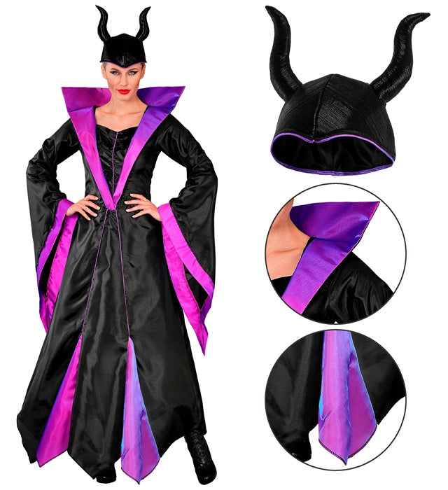 Malefica  Dress With Wire Hoop Petticoat, Headpiece 