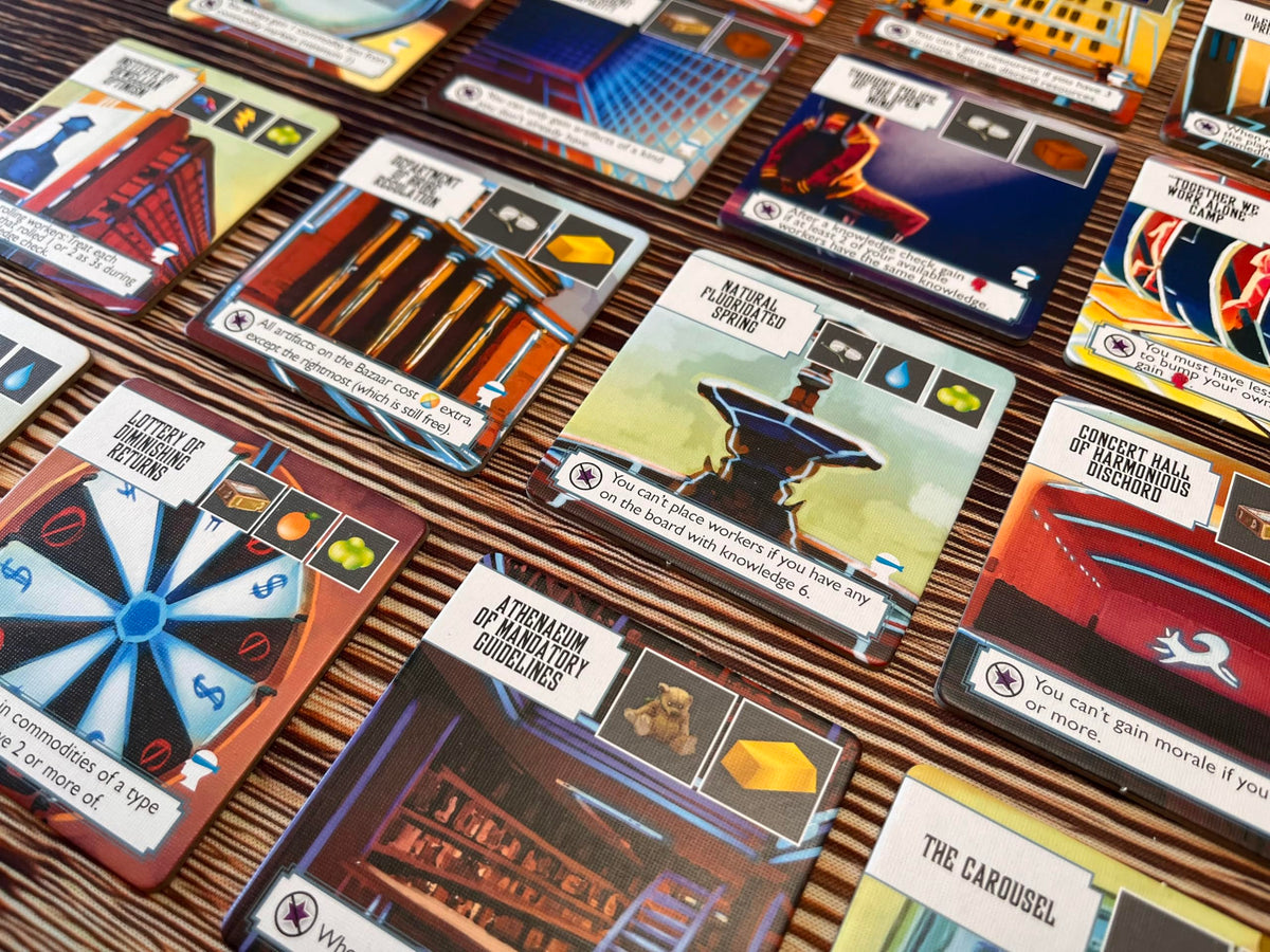 Stonemaier Games: Euphoria: Ignorance is Bliss Expansion | Add to Euphoria: Build a Better Dystopia (Base Game) | New Solo Mode, New Antiques Bazaar & Other Components | 1-6 Players, 60 Mins, Ages 14+ 7