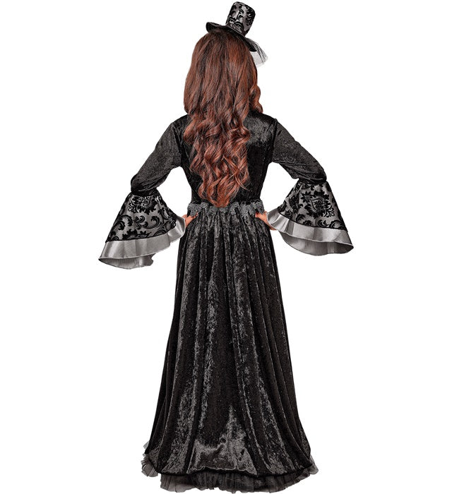 Dark Countess  Dress, Hoop Petticoat, Choker, Mini Hat With Veil 