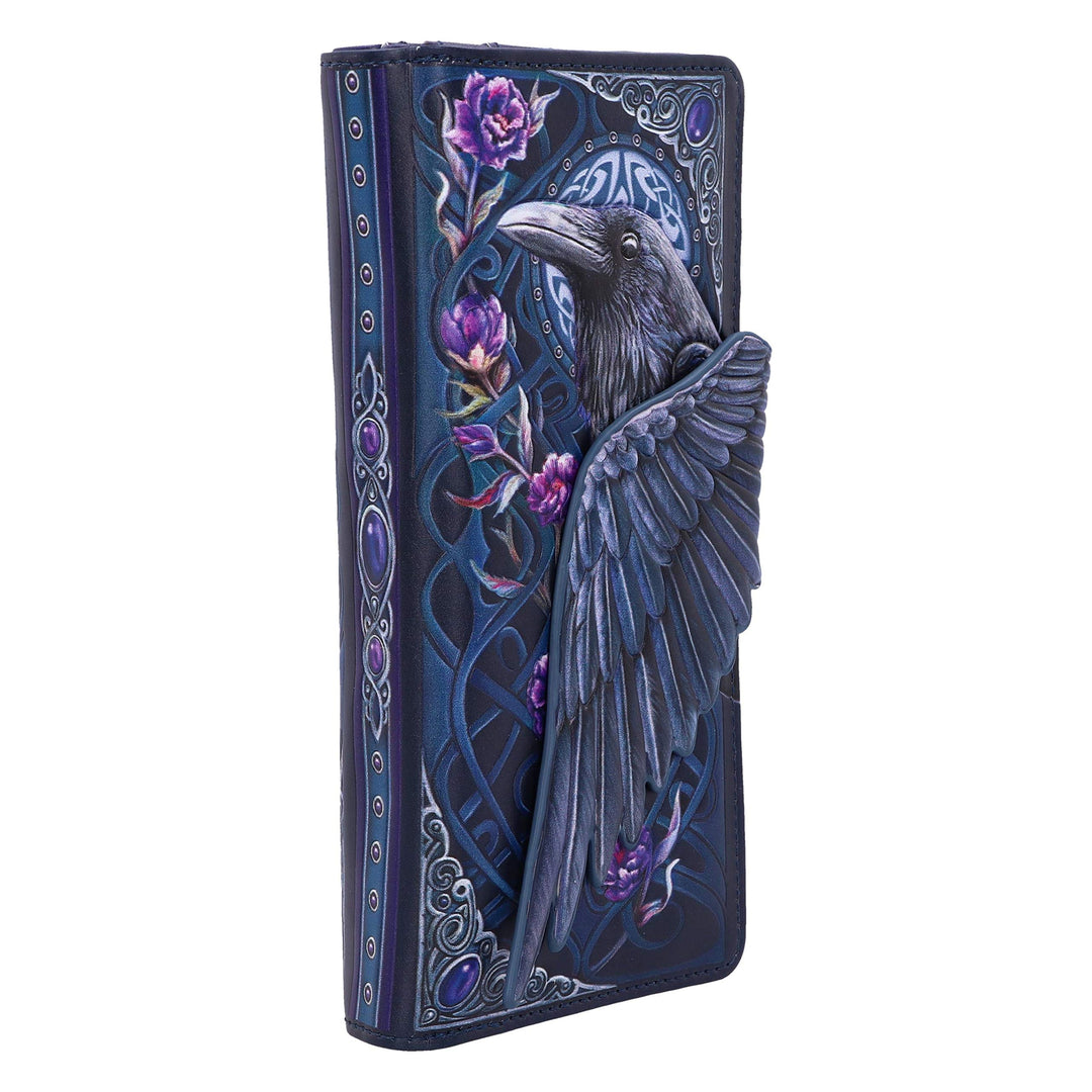Ravens Flight Black Wing Floral Embossed Purse Wallet 18.5cm