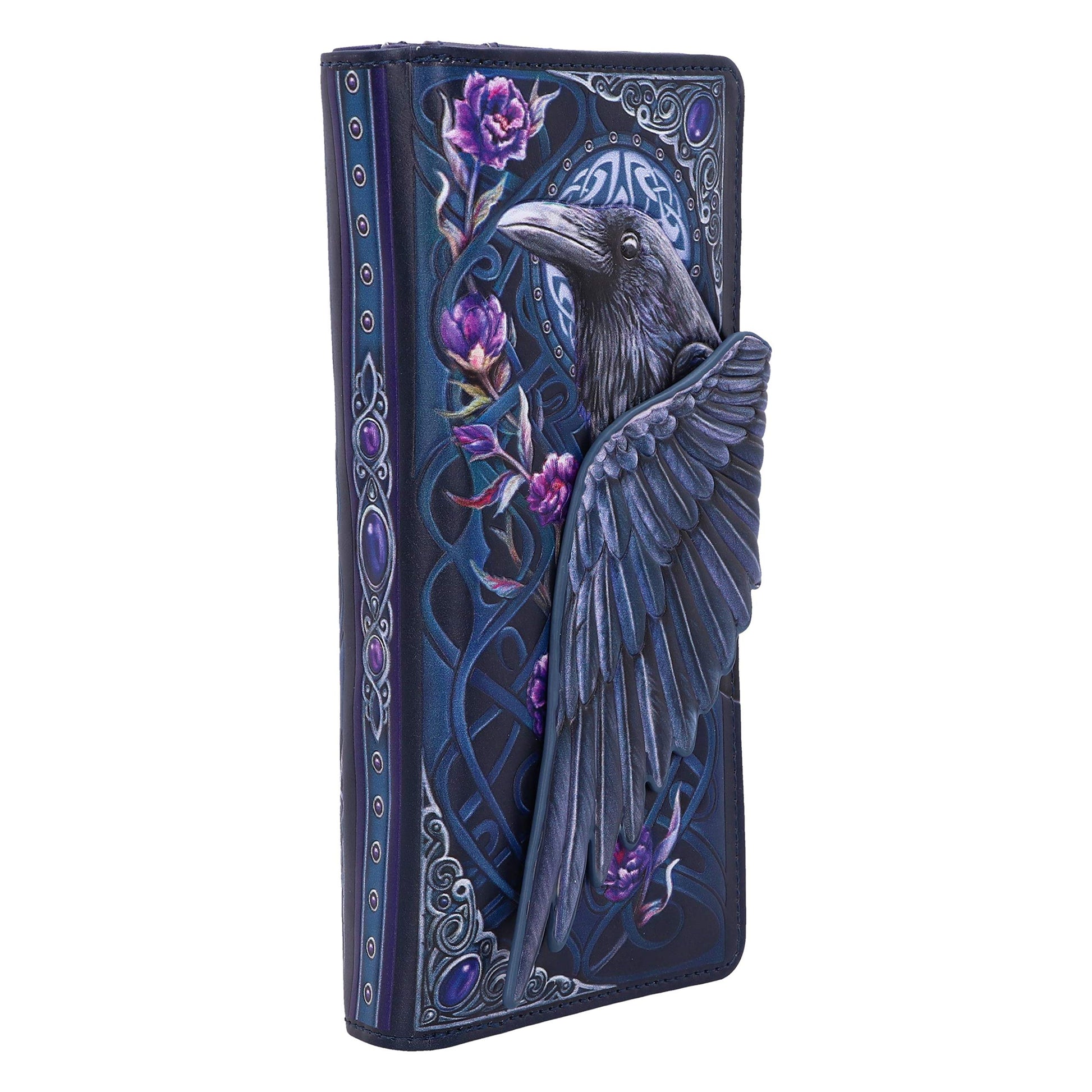 Ravens Flight Black Wing Floral Embossed Purse Wallet 18.5cm 4